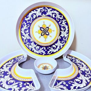 Le Cadeaux Melamine Blue 4 Piece Platter Tray